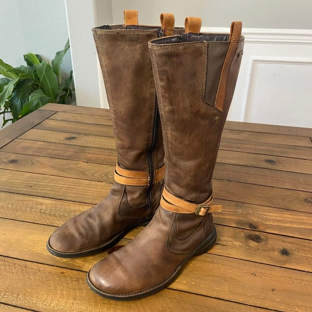 Merrell Cinnamon Waterproof Brown Leather Tall Boots Womens 6 J56034